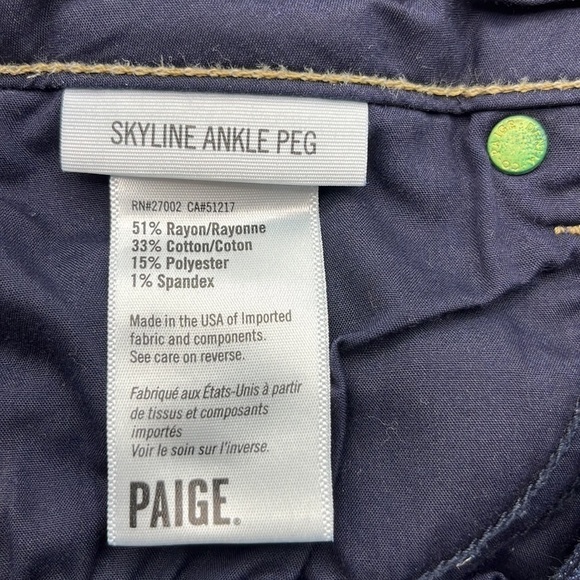 Paige Skyline Ankle Straight Leg Mid Rise Peg Size 29 - Picture 9 of 16